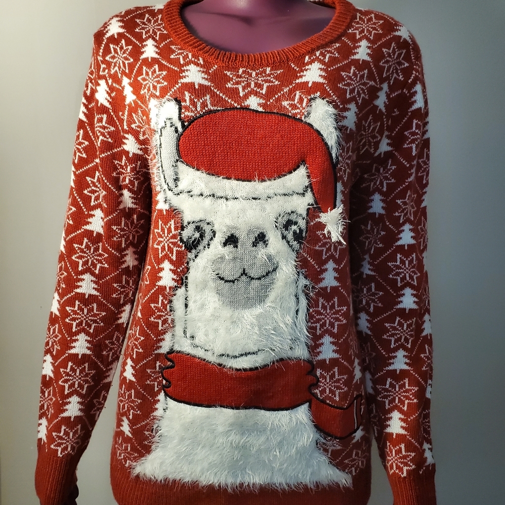 Llama Christmas Sweater/Small SOLD
